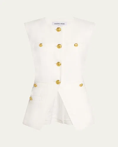 Veronica Beard Tamara Sleeveless Waistcoat In White