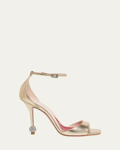 Roger Vivier Vivier Marlene 100 Embellished Gold Sandals In Oro