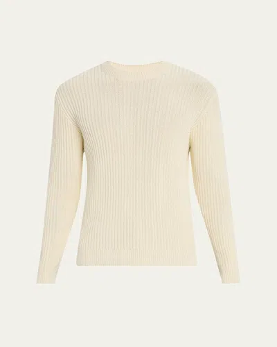 Bergdorf Goodman Men's Wide Rib Cotton Crewneck Sweater In Neutral