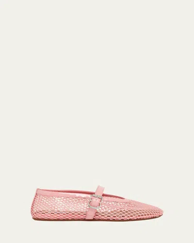 Alaïa Mesh Mary Jane Ballerina Flats In Pink