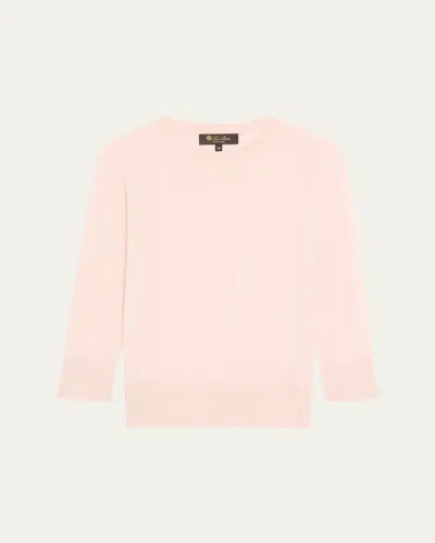 Loro Piana Girocollo Manica Neo Piuma Cashmere Sweater In Pink
