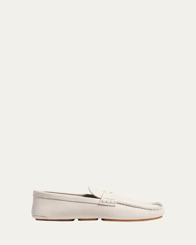 Khaite Billy Grained Leather Moc-toe Penny Loafers In Multi
