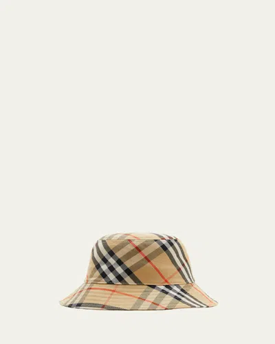 Burberry Check Ekd Bucket Hat In Brown
