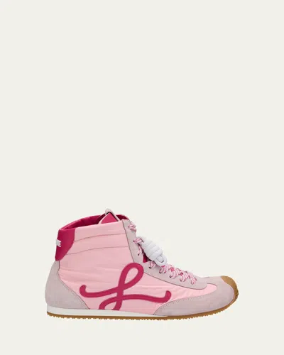 Loewe Ballet Runner 2.0 Leather-trimmed Shell And Suede High-top Sneakers In Multi