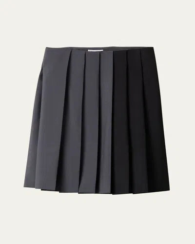 Miu Miu Colorblock Pleated Knee-length Skirt In Black