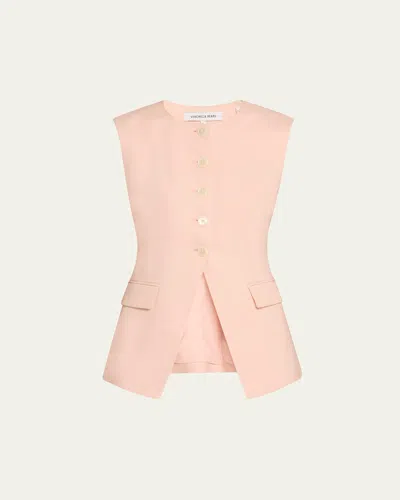 Veronica Beard Lois Linen Vest In Pink