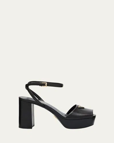 Prada Nappa Triangle Peep-toe Platform Sandals In Multi