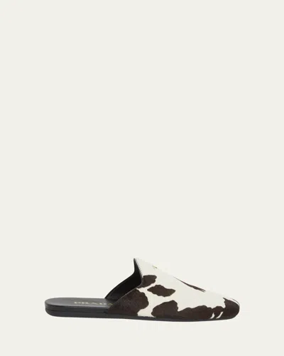 Prada Cow Pattern Slip-on Sandals In Multi