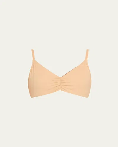 Commando Shirred Cotton Bralette In Neutral