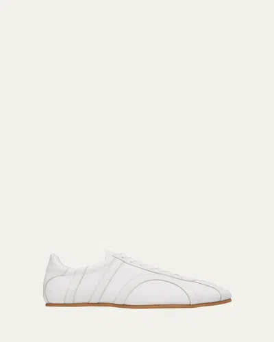 Totême Canvas Low-top Sneakers With Leather Profiles In White