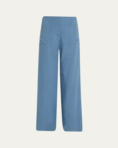 Zero + Maria Cornejo Eda Patch-pockets Wide-leg Pants In Blue
