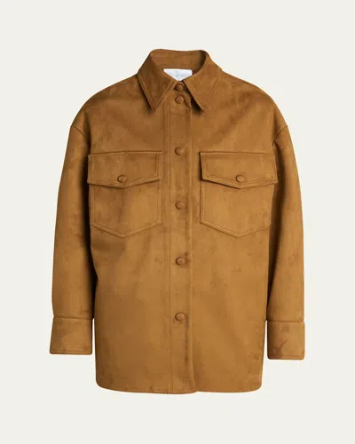 Stella Mccartney Long-sleeve Alter Suede Overshirt In Brown