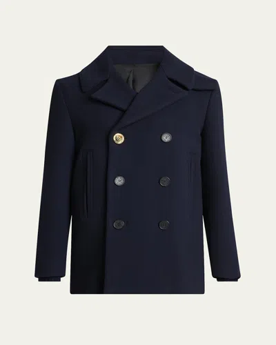 Givenchy Men's Double-face Wool Peacoat In Blue