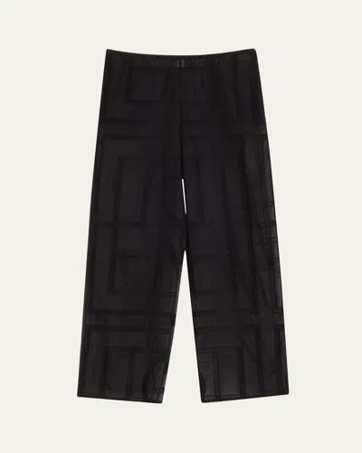 Totême Monogram Crochet Straight-leg Pajama Pants In Black