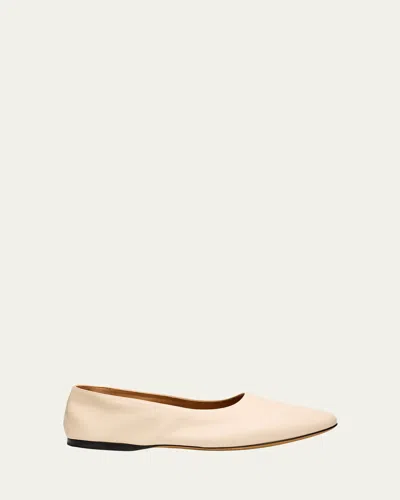 The Row Awar Leather Ballerina Flats In Neutral