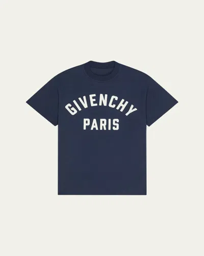 Givenchy Logo Applique Boxy T-shirt In Blue