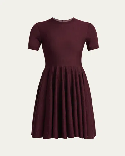Alaïa Short-sleeve Fit-&-flare Mini Dress In Purple