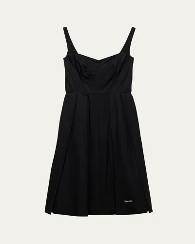 Prada Fit-and-flare Sleeveless Dress In Black
