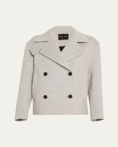 Proenza Schouler Nola Double-breasted Brushed Wool Cashmere Jacket In Gray
