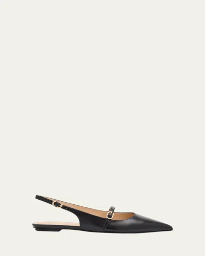 Stuart Weitzman Emilia Patent Mary Jane Slingback Ballerina Flats In Black