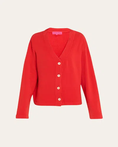 The Elder Statesman Logo Embroidered Jersey Cashmere Cardigan In Orange