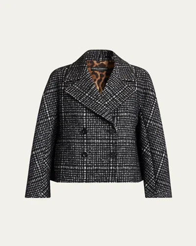 Dolce & Gabbana Check Pied Poule Double-breasted Jacket In Black