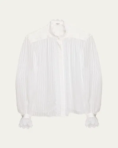 Chloé Tonal Striped Silk Blouse In Multi
