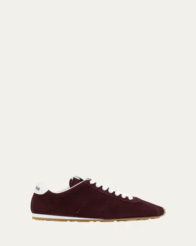 Miu Miu Suede Bicolor Retro Trainer Sneakers In Multi