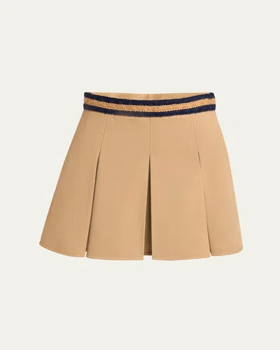 Moncler Pleated Cotton Stretch Gabardine Miniskirt In Multi