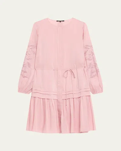 Kobi Halperin Carrie Eyelet-embroidered Flounce Midi Dress In Pink