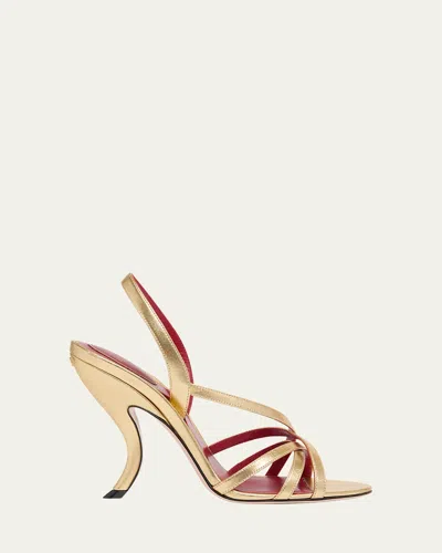 Valentino Garavani Valentino Fetishique 105 Leather Slingback Sandal In Gold