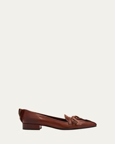 Prada Leather Block-heel Loafers In Brown