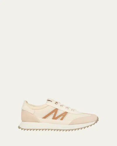 Moncler Pacey2 Suede And Nubuck Low-top Sneakers In Neutral