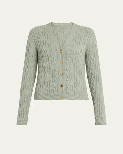 Loro Piana Baby Cashmere Cable Knit Cardigan In Green