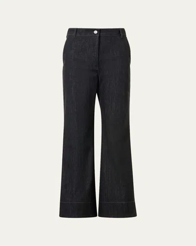 Akris Punto Cecily Bootcut Crop Denim Pants In Black