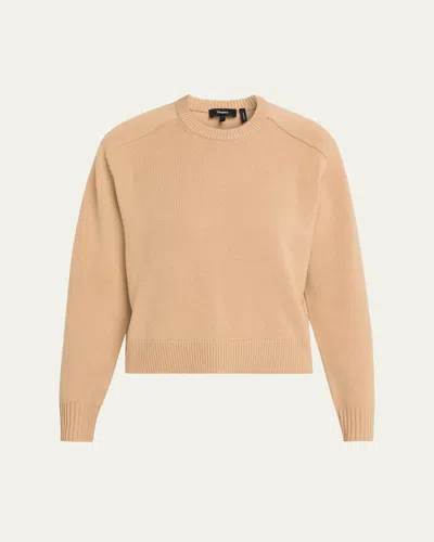Theory Cropped Cashmere Pullover Sweater New Camel