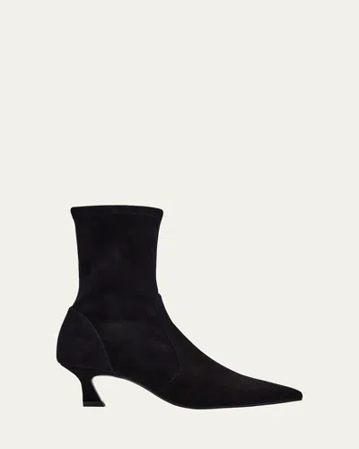 Stuart Weitzman 50mm Vinnie Suede Stretch Booties In Black