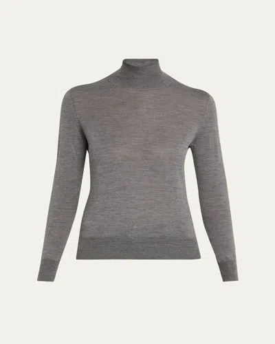 Carolina Herrera Turtleneck Wool-silk Sweater In Gray