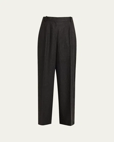 Totême Wide Flannel Trousers In Black