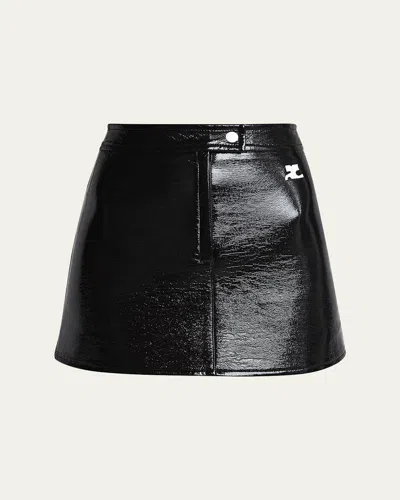 Courrèges Reedition Vinyl Mini Skirt In Black