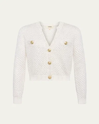 L'agence Blanca Sequined Cropped Cardigan In Ivorygold