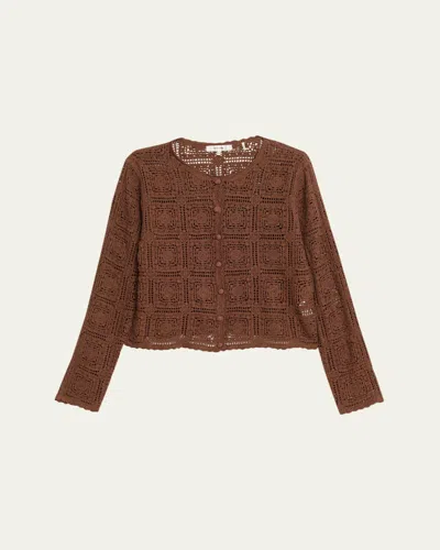 Frame The Crochet Cardigan In Brown