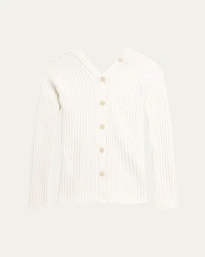 Theory Buttoned Wool-blend Cardigan In White