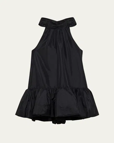 Simkhai Hope Taffeta Bow Tie Mini Dress In Black