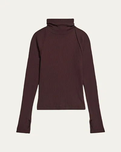 Helmut Lang Shrug Layer Turtleneck Sweater In Burgundy