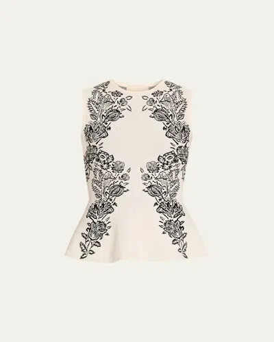 Ulla Johnson Vanna Jacquard Peplum Tank Top In Multi