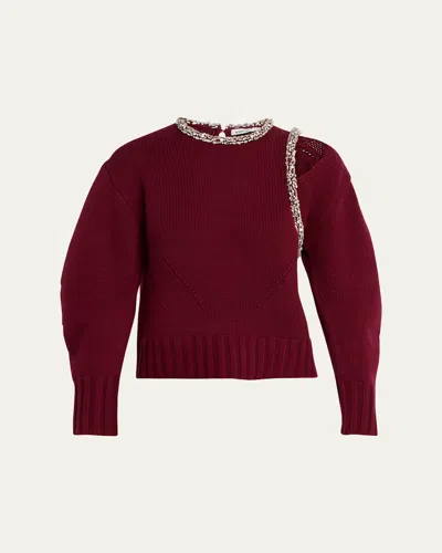 Simkhai Womens Oxblood Monroe Embellished Wool-blend Jumper In Burgundy