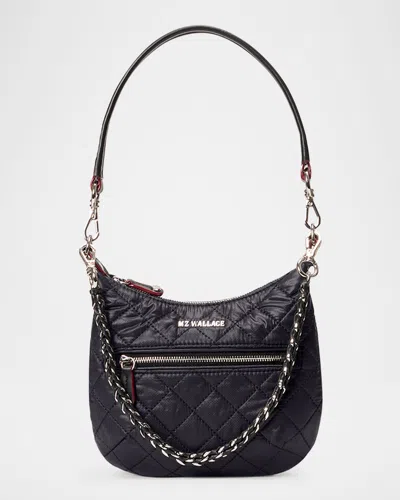 Mz Wallace Crosby Sienna Micro Quilted Shoulder Bag In Black