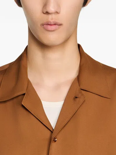 Sandro Buttoned Collared Shirt In Brown