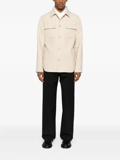 Sandro Button-fastening Jacket In Neutral